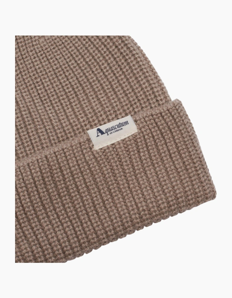 Active Logo Beige Beanie Hat