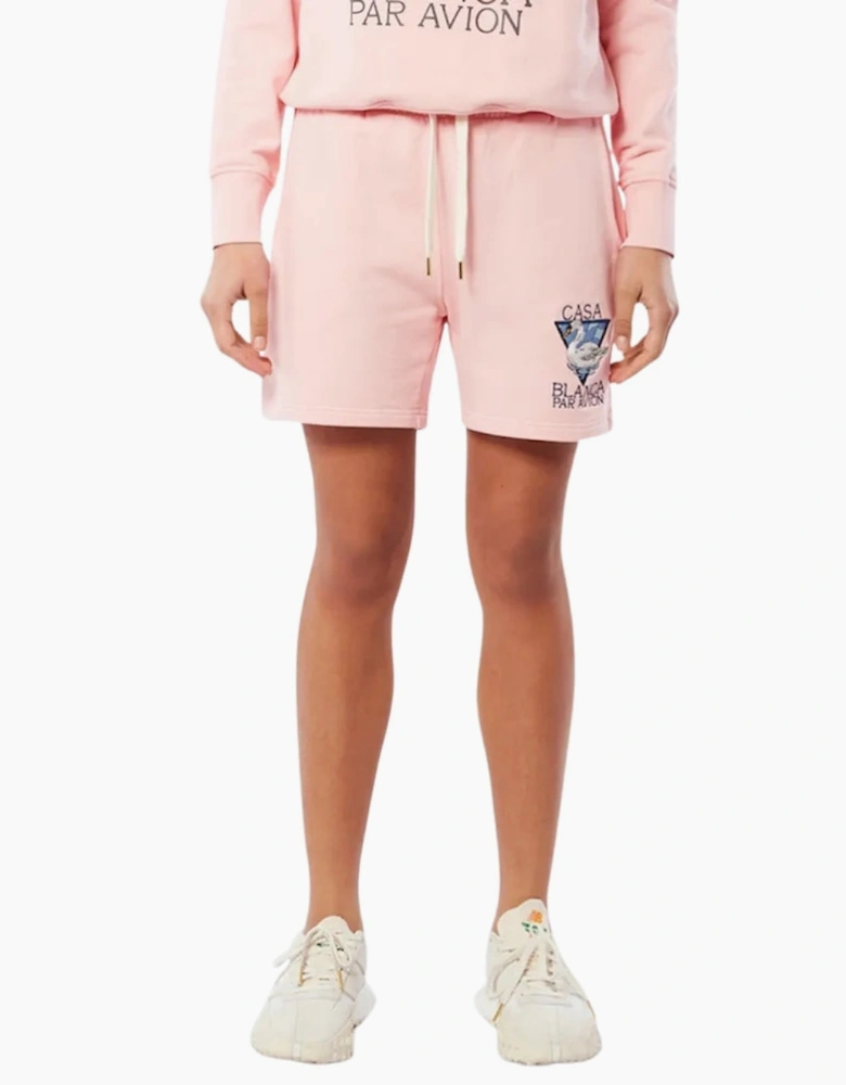 Embroidered Par Avion Pink Shorts