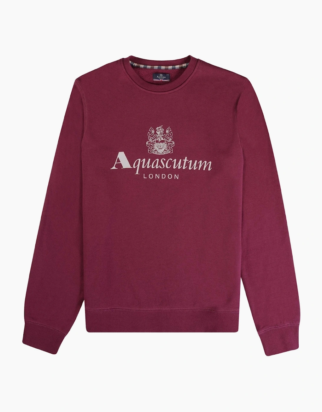 Aquascutum Men's Red Active Big Logo Crew Neck Cordovan Sweatshirt - Size: 42