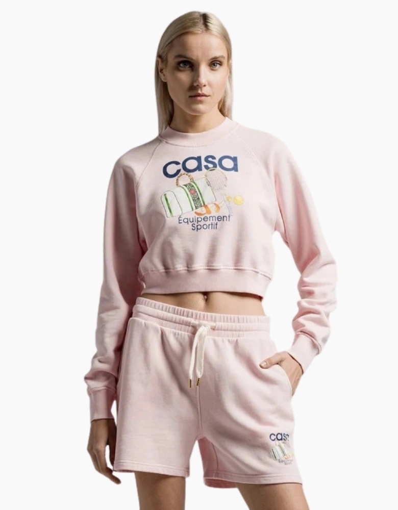 Printed Cropped Equipment Sport Pink Sweatshirts
