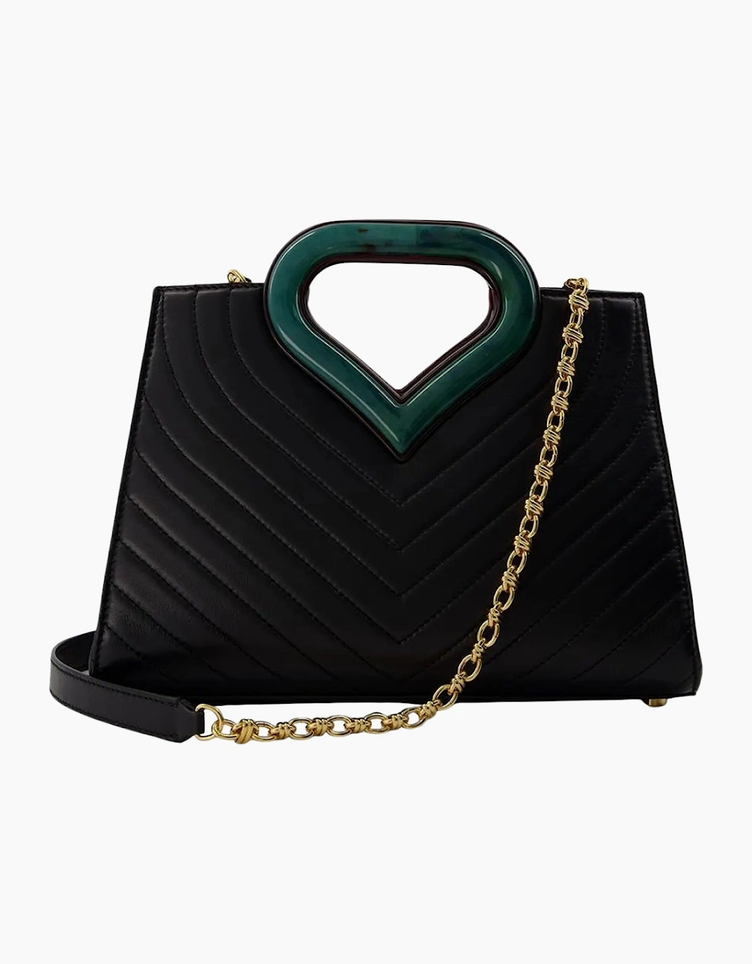 Plaque Leather Tote Green Detail Black Bag