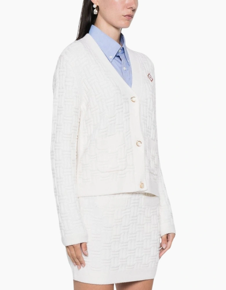 Column Stitch Cardigan White Knitwear