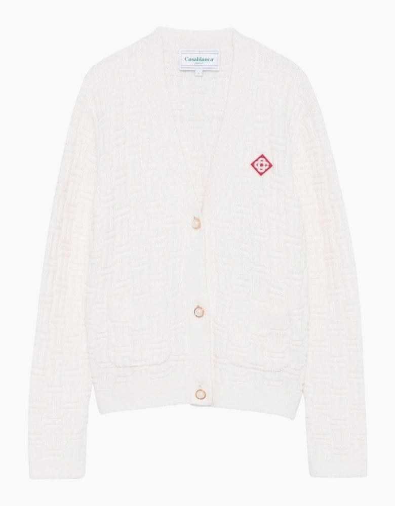 Column Stitch Cardigan White Knitwear