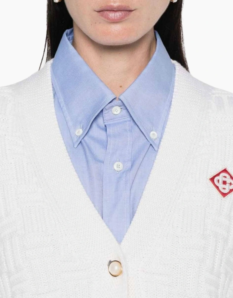 Column Stitch Cardigan White Knitwear