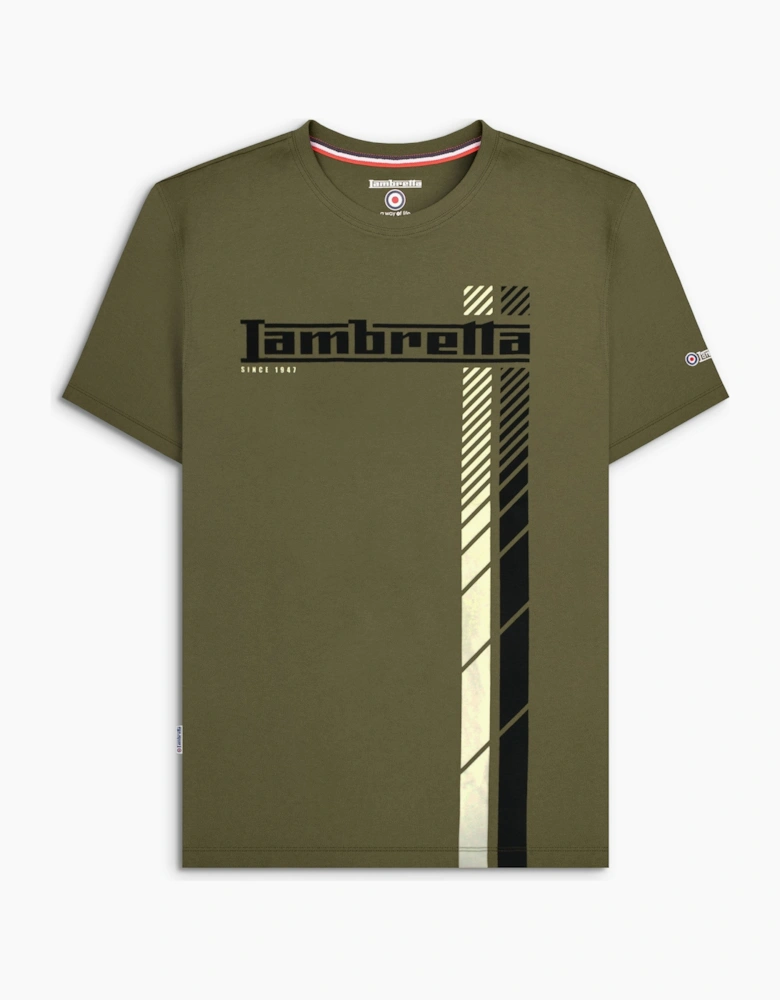 Lambretta Mens Fade Racing Stripe Short Sleeve T-Shirt