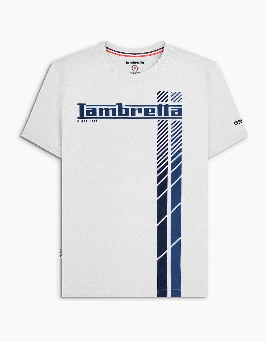 Lambretta Mens Fade Racing Stripe Short Sleeve T-Shirt