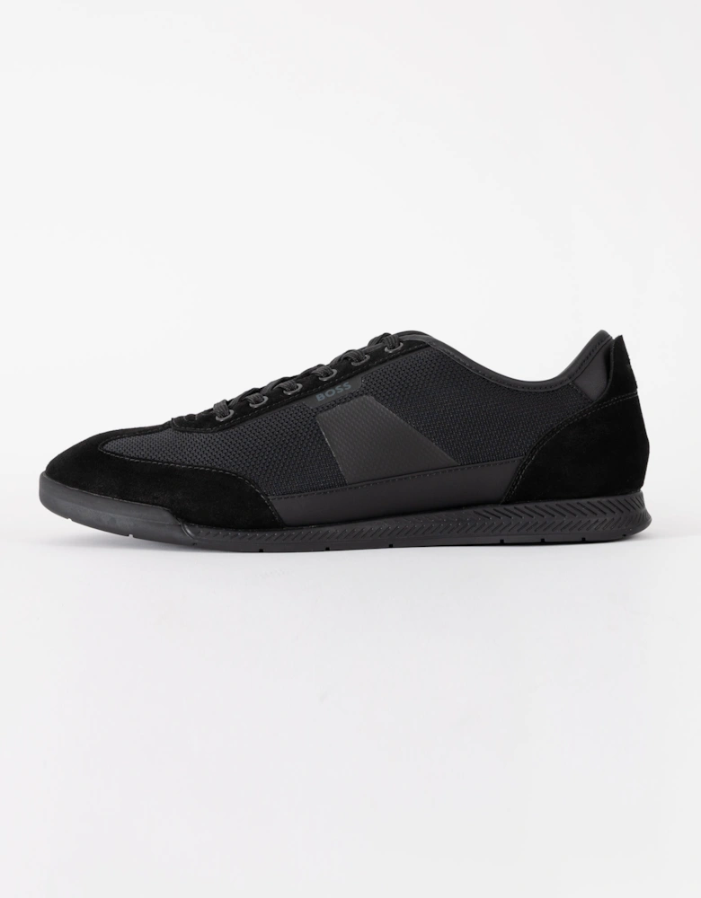 BOSS Orange Nitan Mens Mixed Material Trainers with Ridged Outsole - Black 005