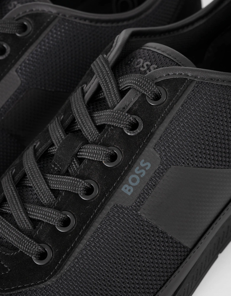 BOSS Orange Nitan Mens Mixed Material Trainers with Ridged Outsole - Black 005