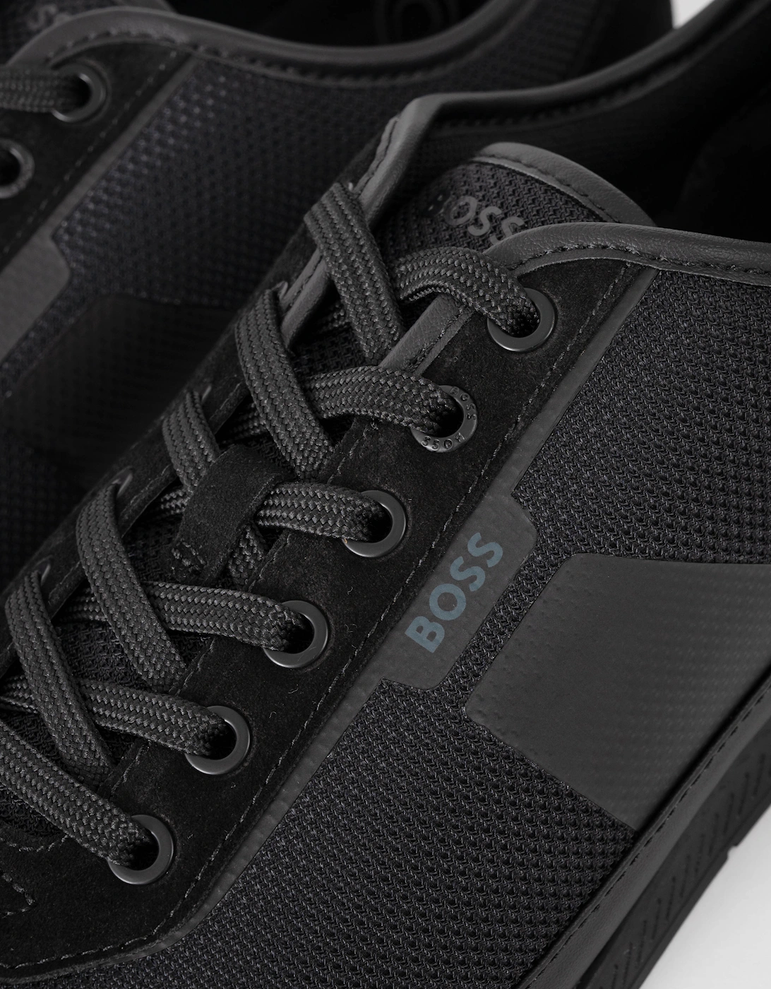 BOSS Orange Nitan Mens Mixed Material Trainers with Ridged Outsole - Black 005