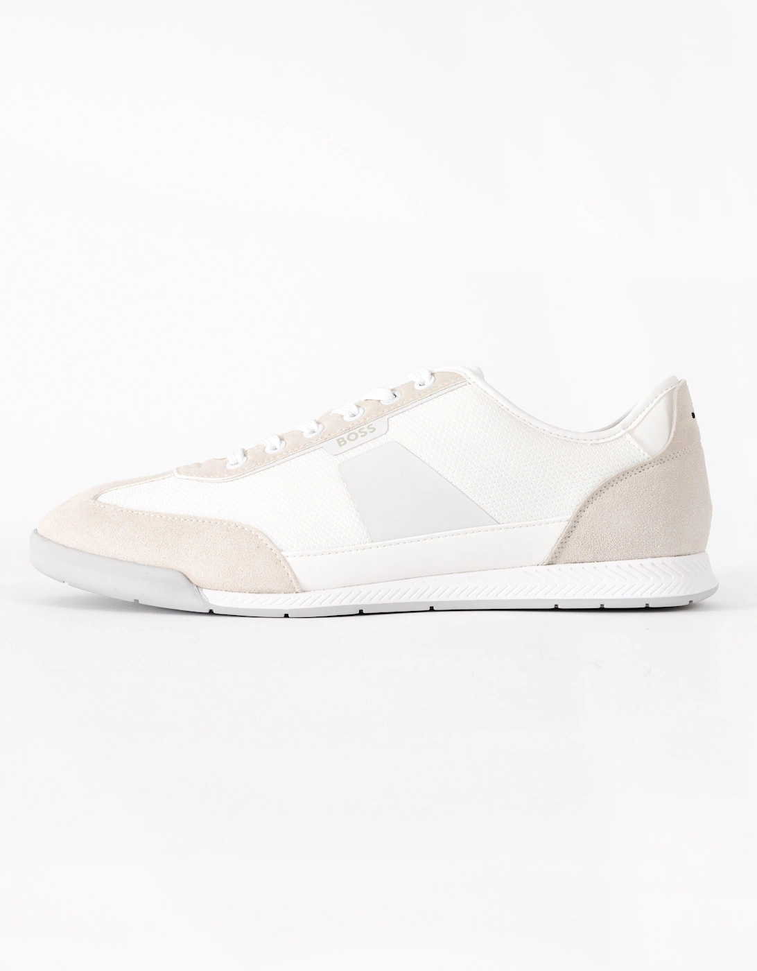 BOSS Orange Nitan Mens Mixed Material Trainers with Ridged Outsole  - White 100