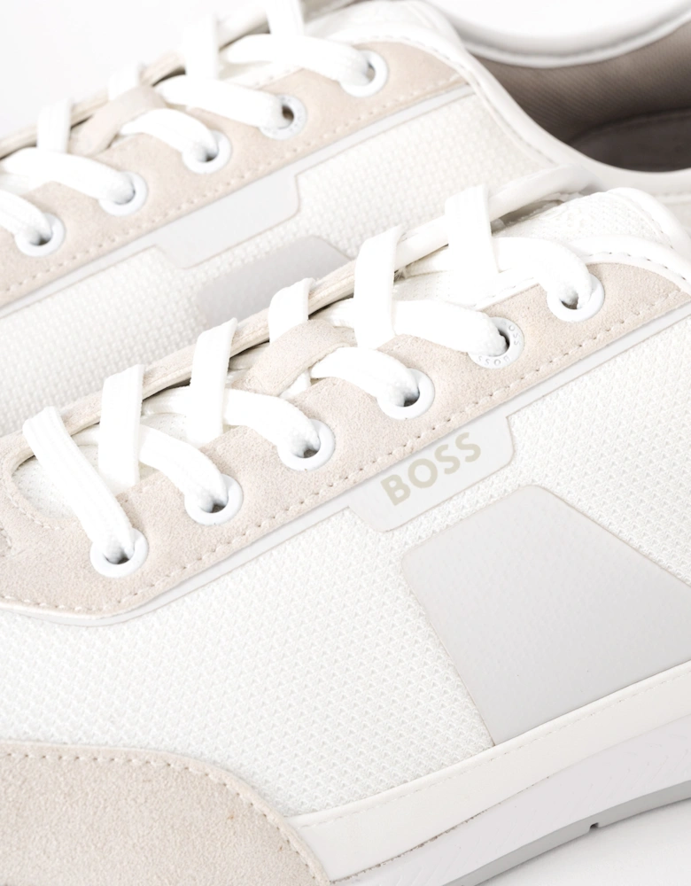 BOSS Orange Nitan Mens Mixed Material Trainers with Ridged Outsole  - White 100