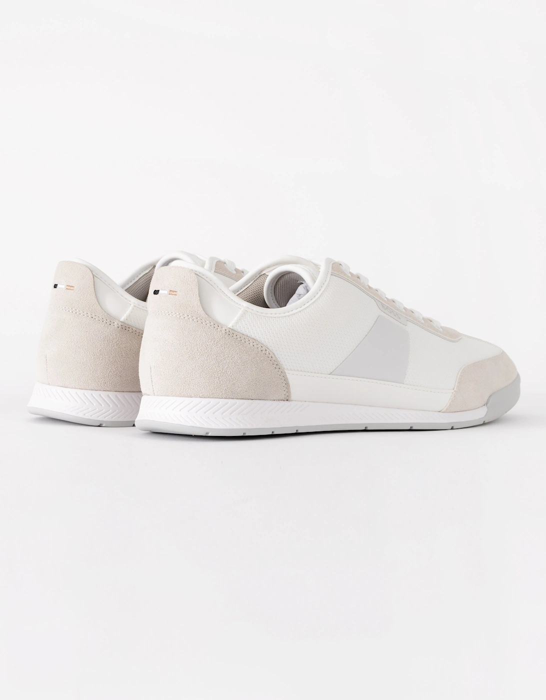 BOSS Orange Nitan Mens Mixed Material Trainers with Ridged Outsole  - White 100