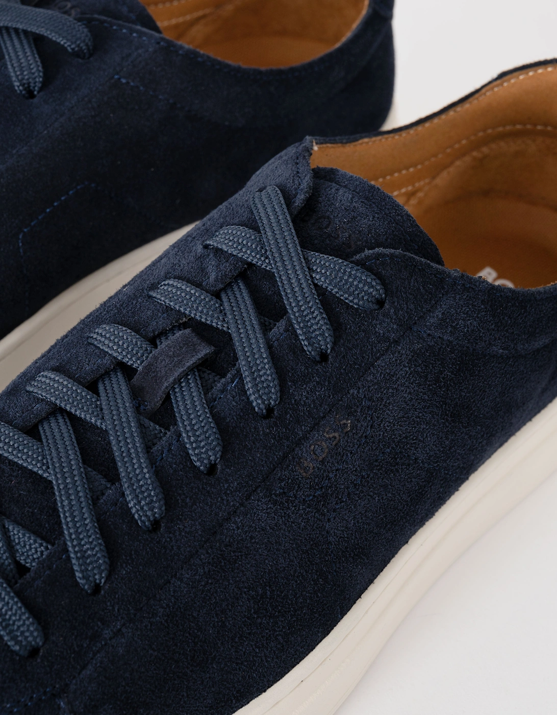BOSS Orange Kieran Mens Suede Trainers with Embossed Logo - Dark Blue 401