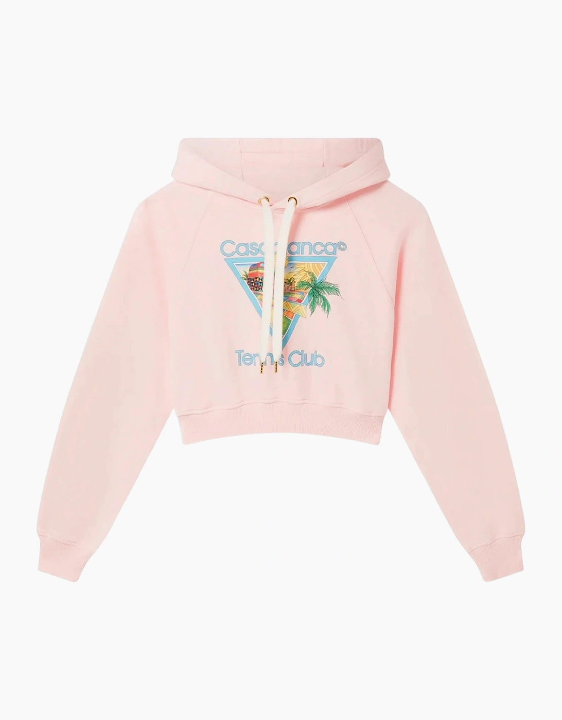 Casablanca Women's Pink Printed Cropped Hoodie Afro Cubism Tennis Club Pale Hoodies  4 Xxs