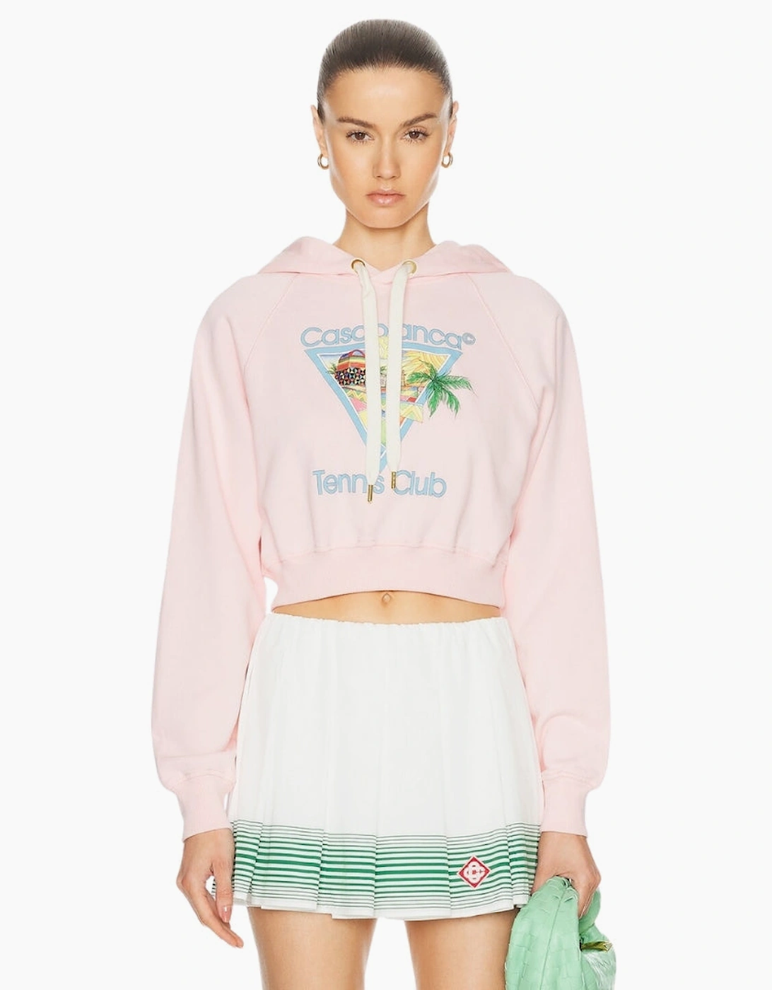 Printed Cropped Hoodie Afro Cubism Tennis Club Pale Pink Hoodies
