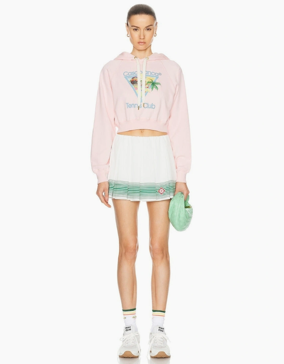 Printed Cropped Hoodie Afro Cubism Tennis Club Pale Pink Hoodies