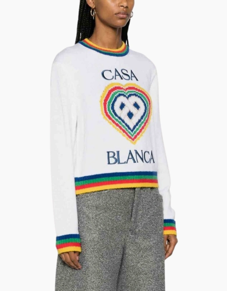 Casablanca Heart Casa Brand Jumper White Knitwear