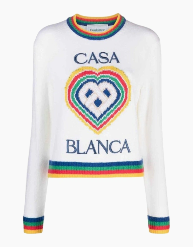 Casablanca Heart Casa Brand Jumper White Knitwear
