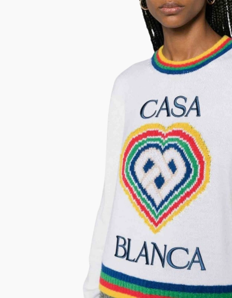 Casablanca Heart Casa Brand Jumper White Knitwear