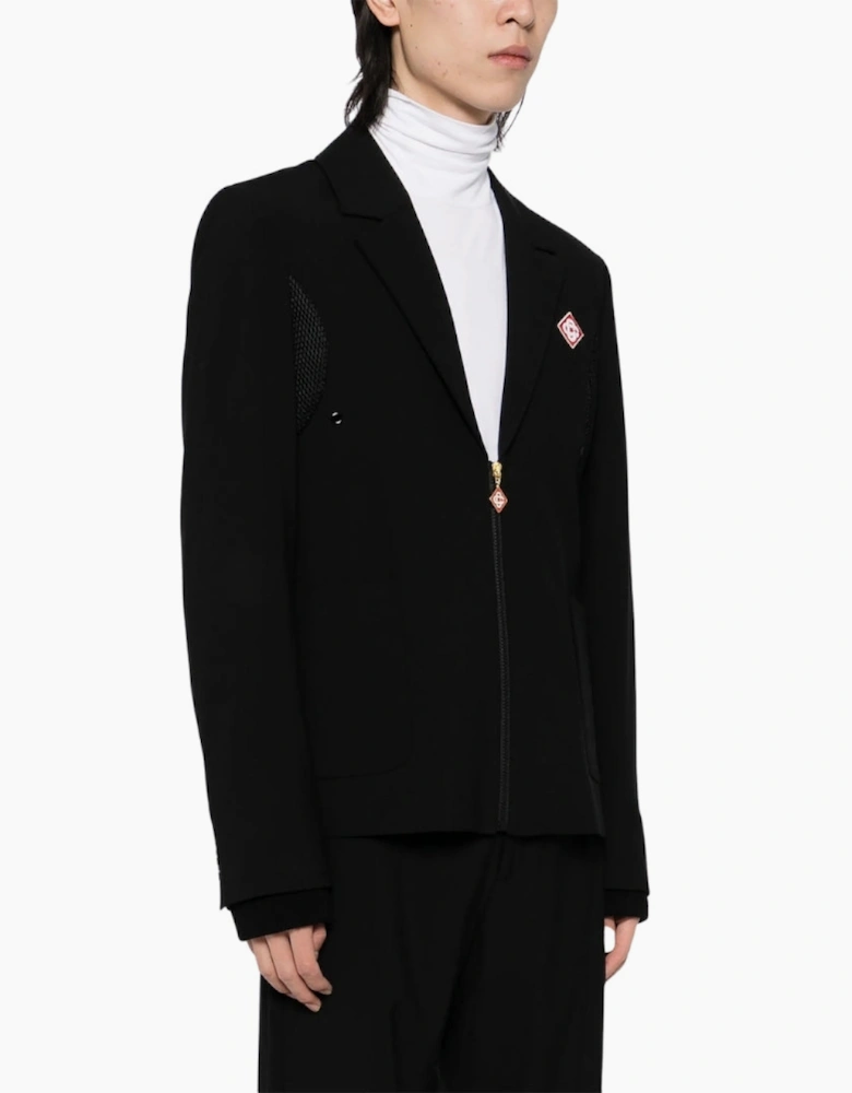 Zip-Up Sports Tailoring Black Jackets