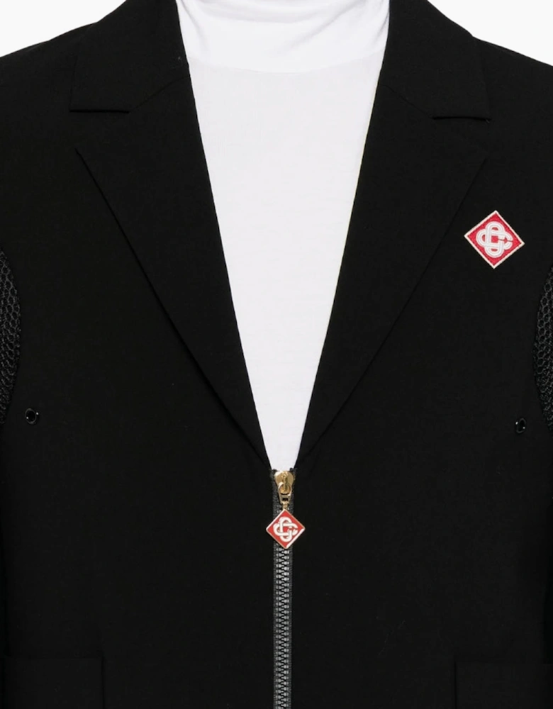 Zip-Up Sports Tailoring Black Jackets