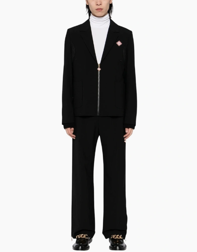 Zip-Up Sports Tailoring Black Jackets