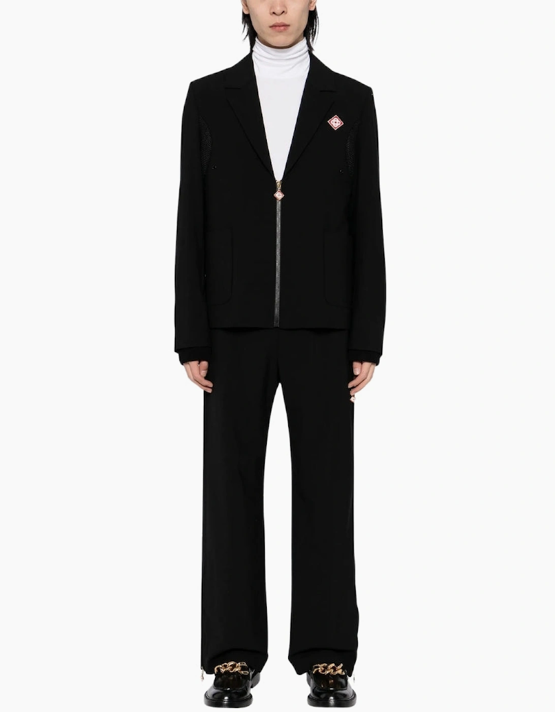 Zip-Up Sports Tailoring Black Jackets