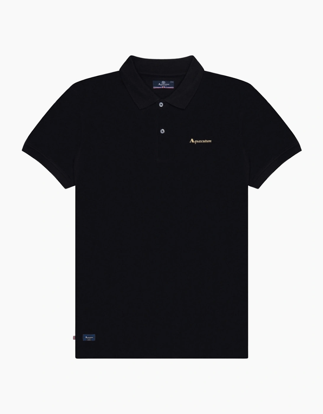 Aquascutum Men's Aquascutum Active Cotton Polo Dry-Fit Black Polo Shirt
