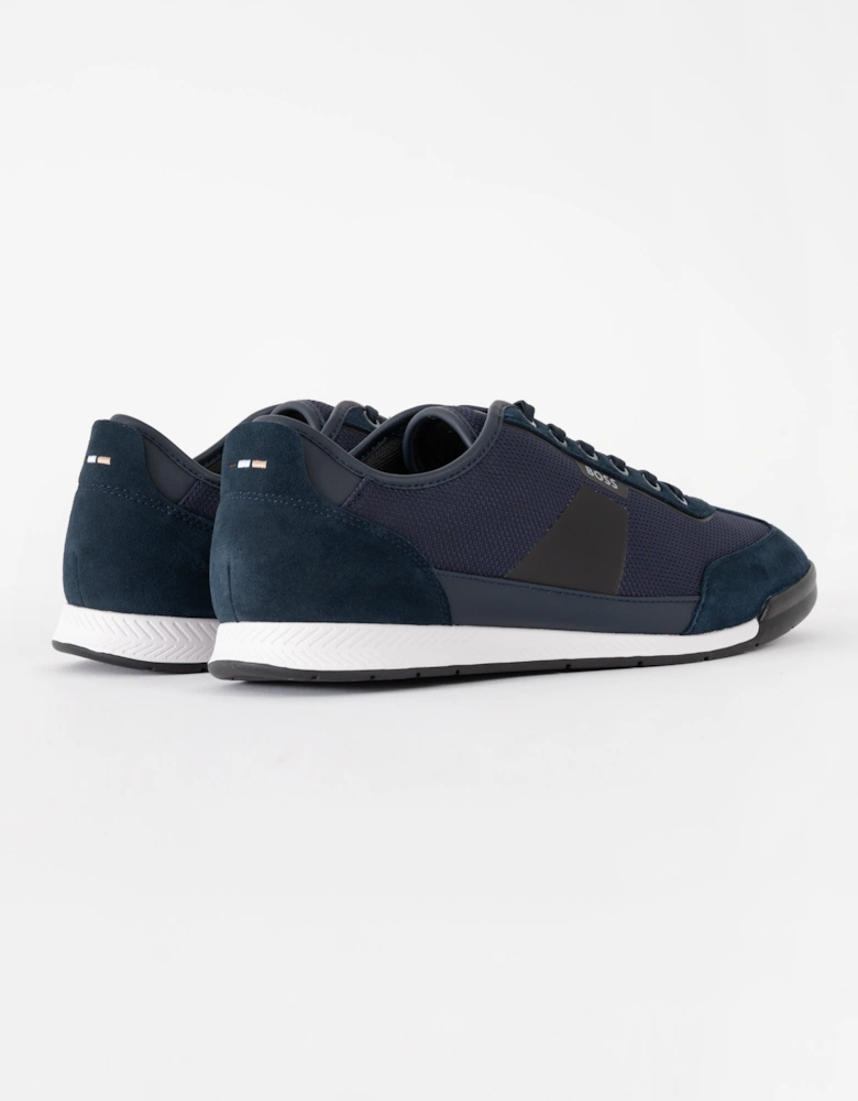 BOSS Orange Nitan Mens Mixed Material Trainers with Ridged Outsole - Dark Blue 401