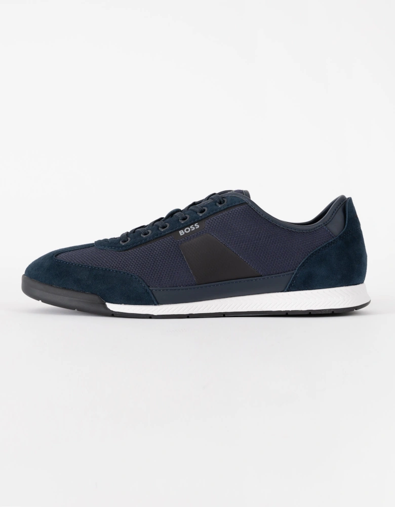 BOSS Orange Nitan Mens Mixed Material Trainers with Ridged Outsole - Dark Blue 401