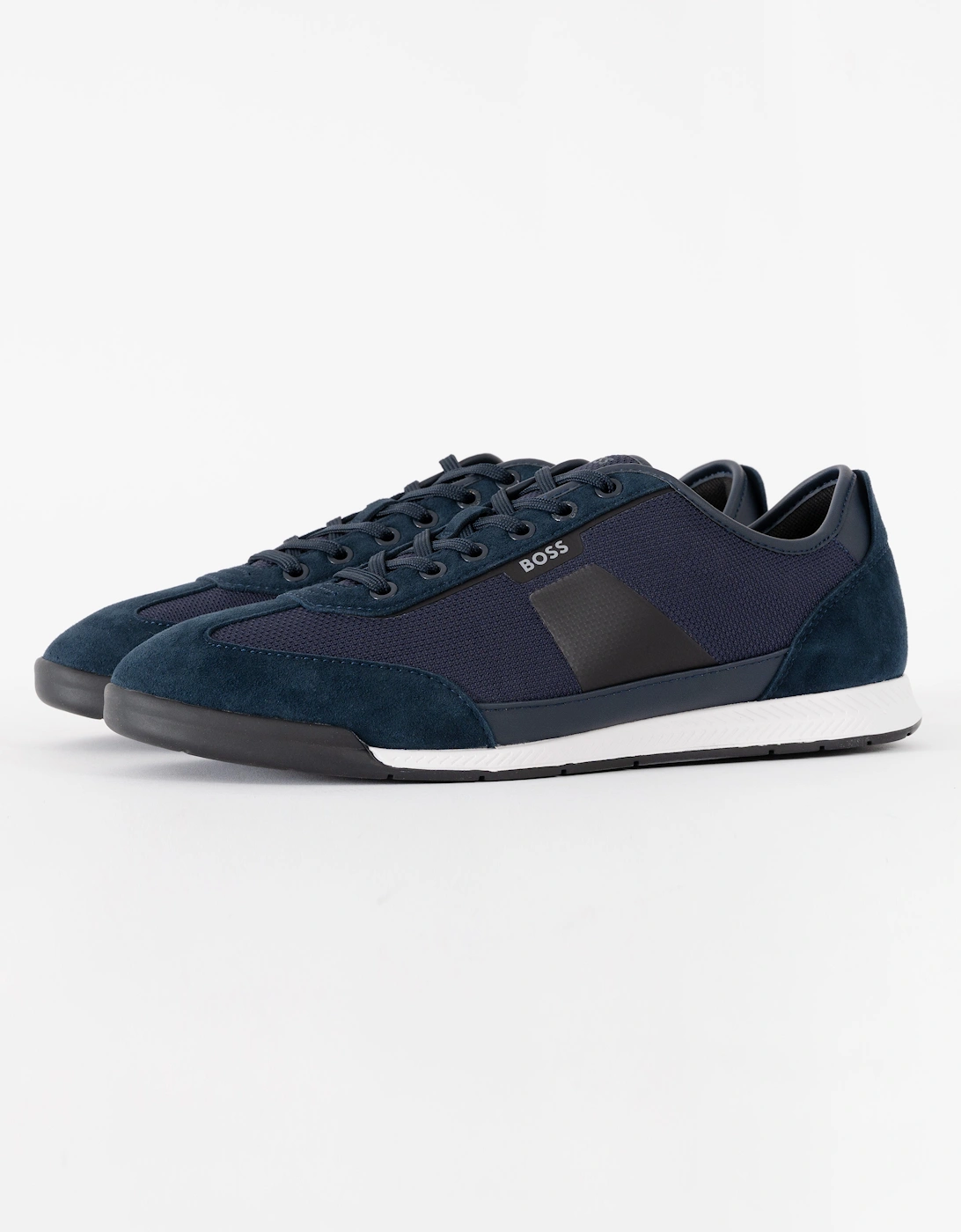 BOSS Orange Nitan Mens Mixed Material Trainers with Ridged Outsole - Dark Blue 401, 6 of 5