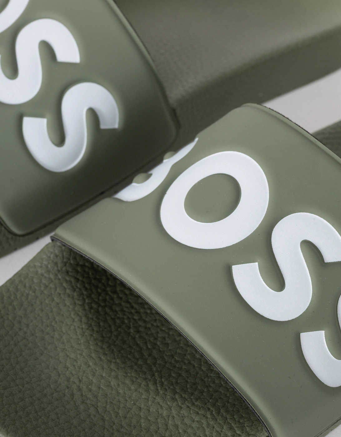 BOSS Orange Aryeh Mens Italian-Made Slides With Large Logo Detail - Open Green 351