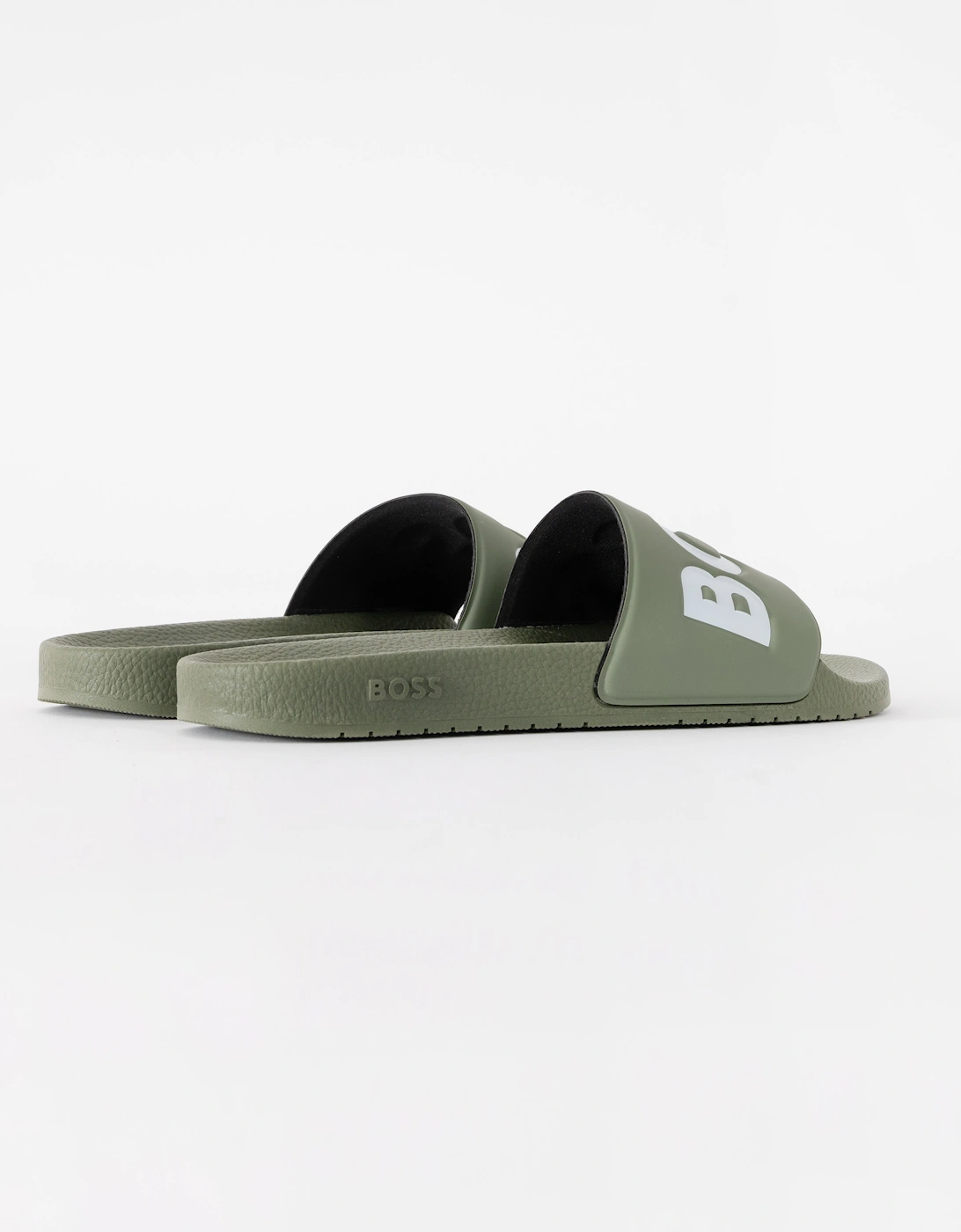 BOSS Orange Aryeh Mens Italian-Made Slides With Large Logo Detail - Open Green 351