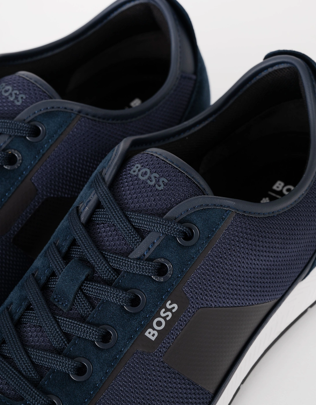 BOSS Orange Nitan Mens Mixed Material Trainers with Ridged Outsole - Dark Blue 401