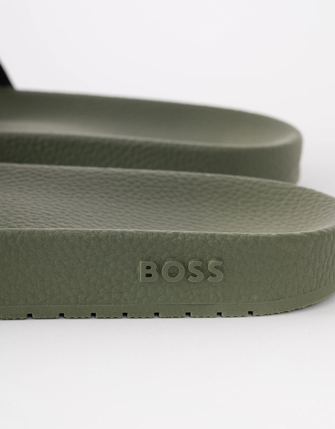 BOSS Orange Aryeh Mens Italian-Made Slides With Large Logo Detail - Open Green 351