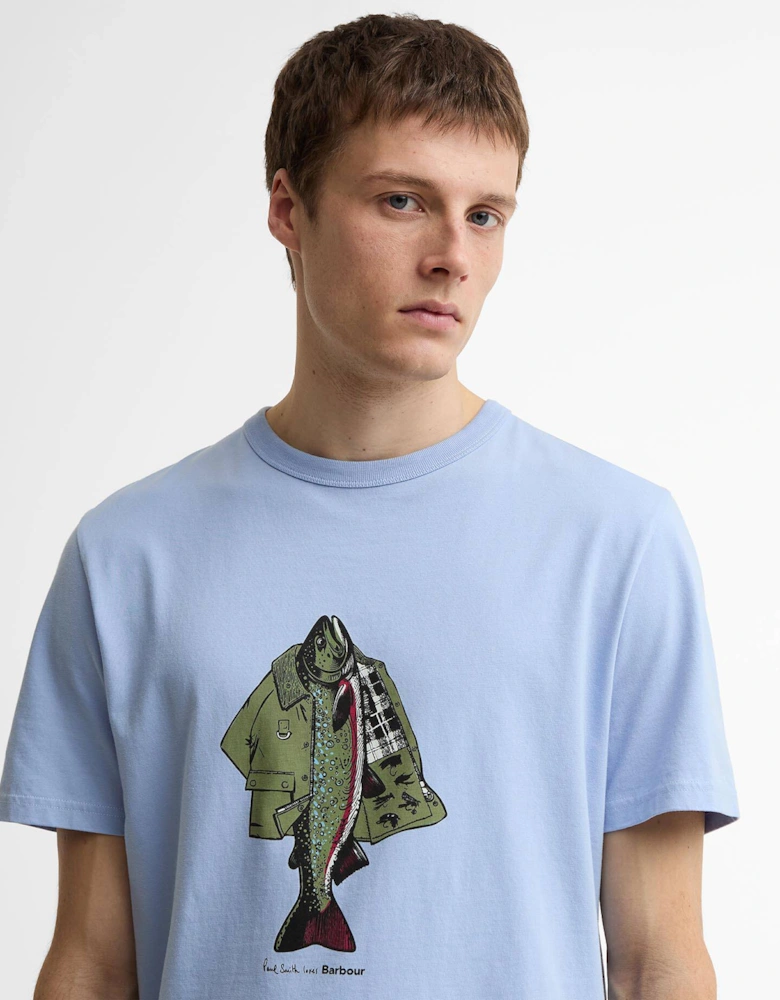 Paul Smith Loves Barbour Fishing Jacket T-Shirt - Mid Blue