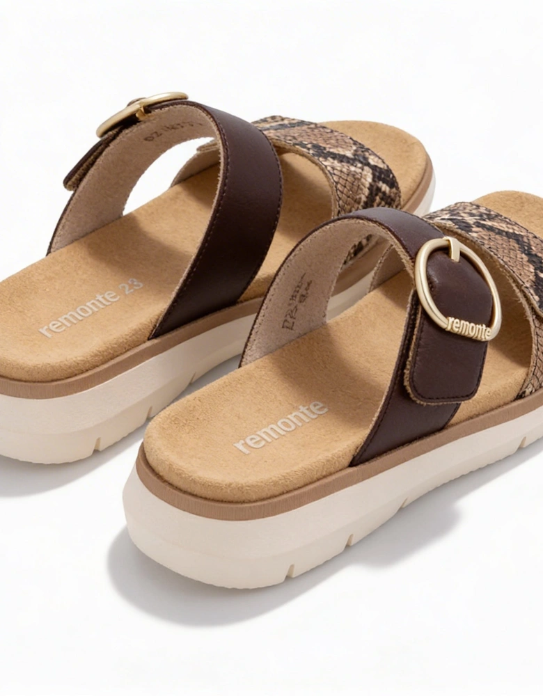 D2K57 Womens Cross Strap Sandals Brown