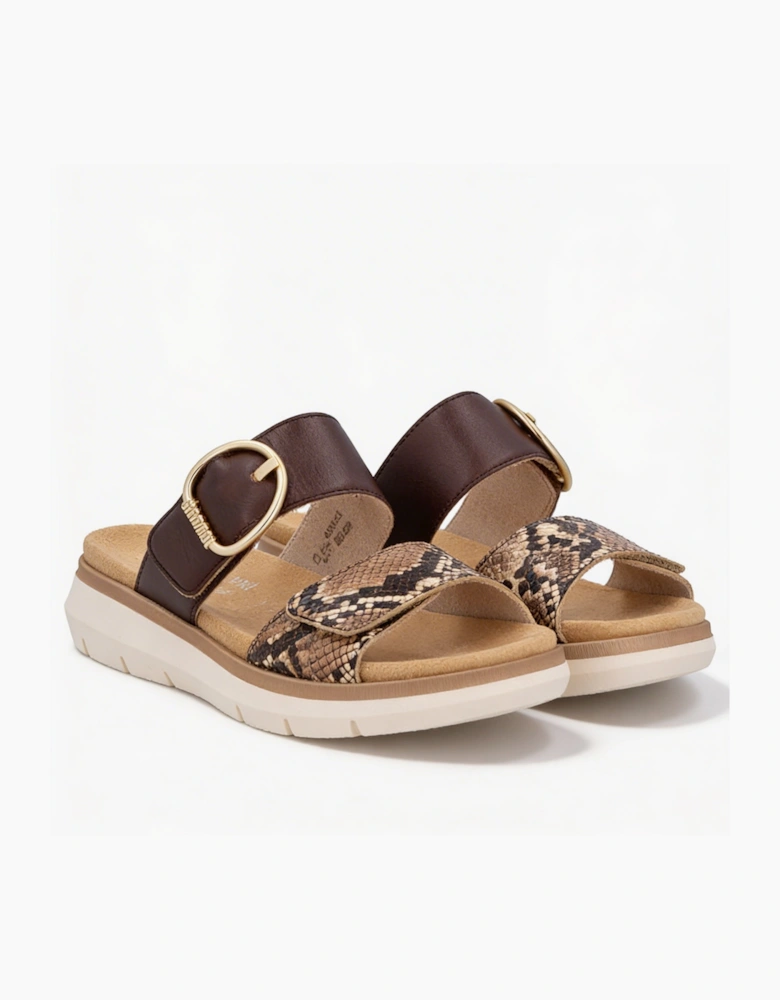D2K57 Womens Cross Strap Sandals Brown