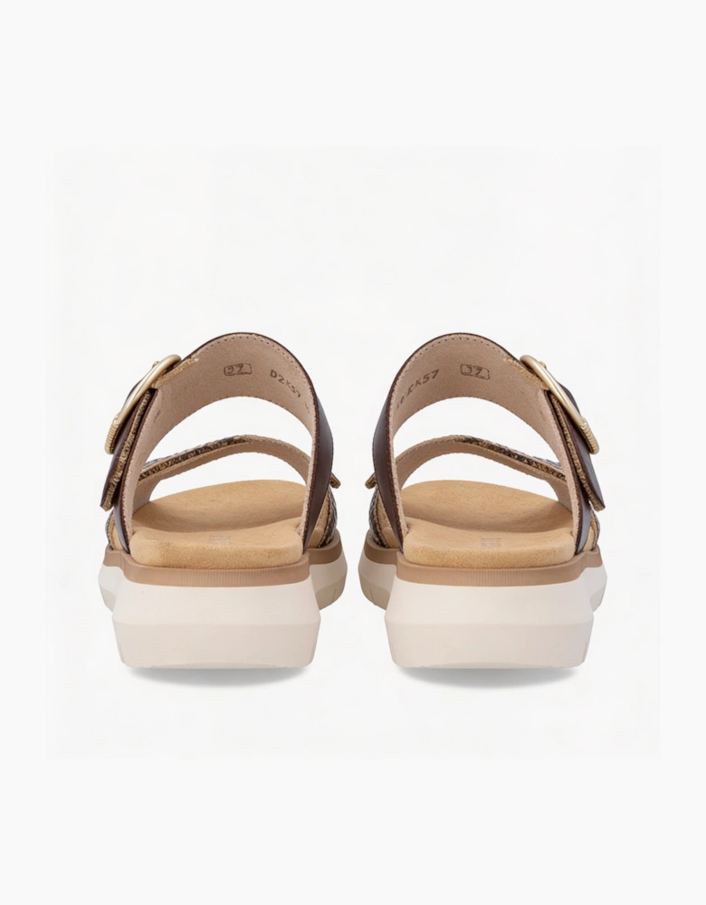 D2K57 Womens Cross Strap Sandals Brown