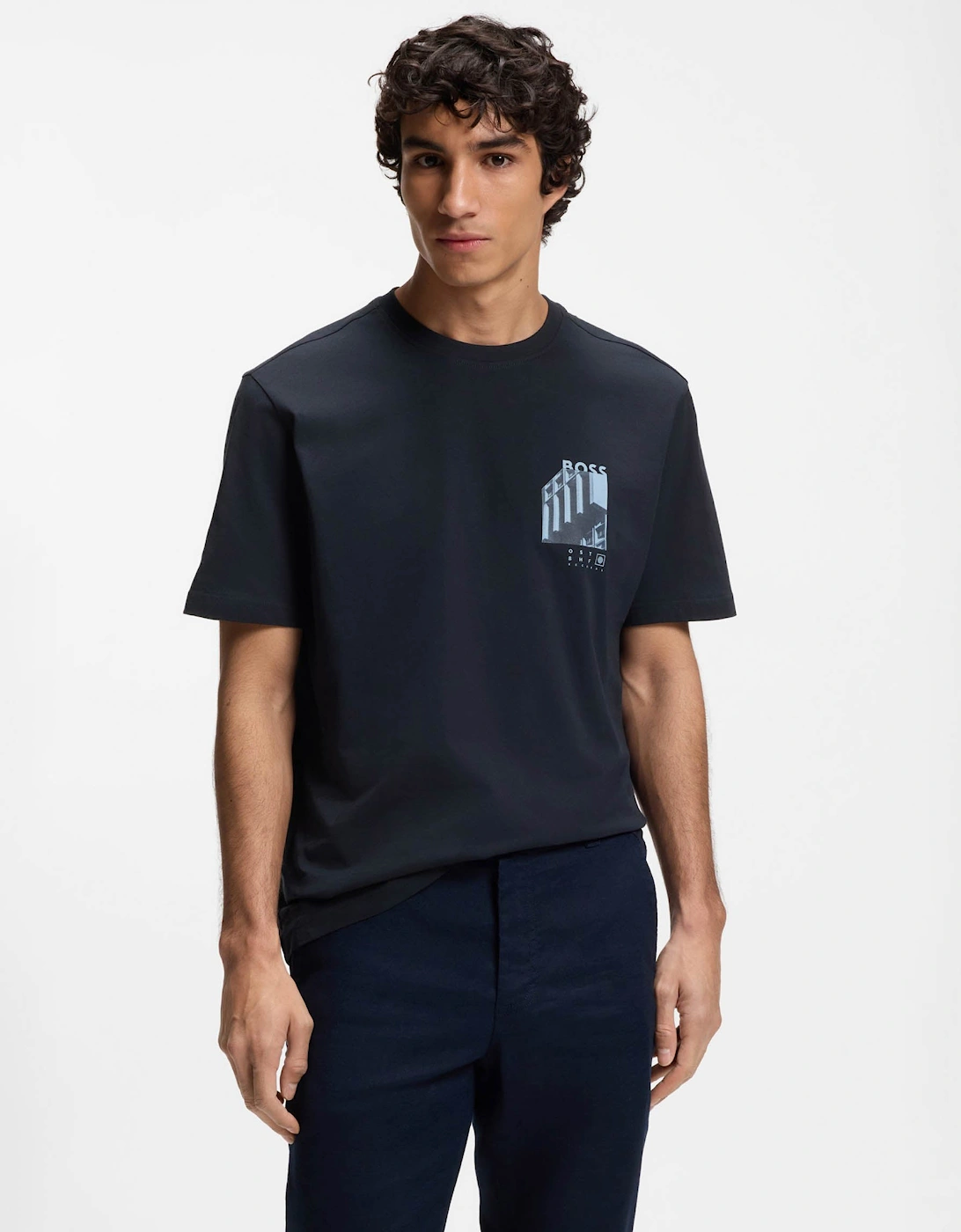 Hugo Boss Men's Navy Boss Orange Te Board T-Shirt - Dark Blue 404 - Size: 42