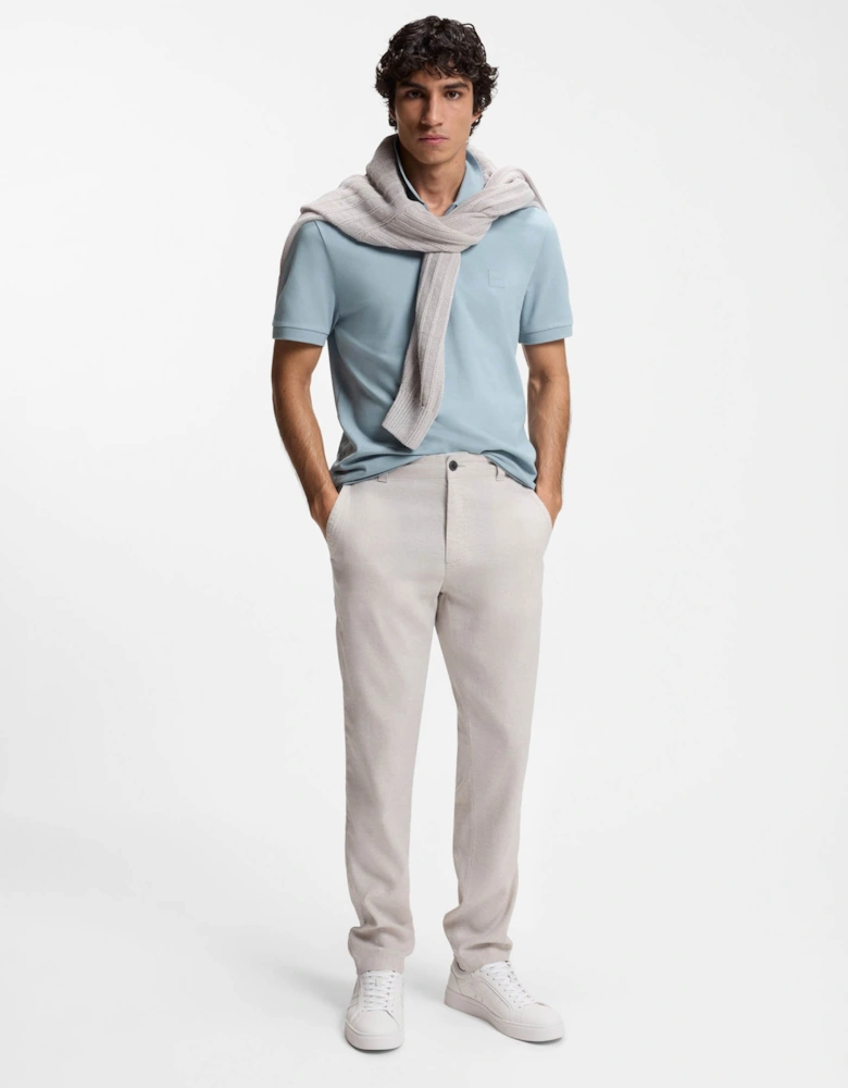 BOSS Orange Passerzip Mens Zip Placket Polo Shirt - Light/Pastel Blue 458