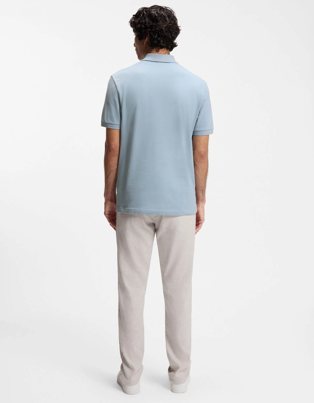 BOSS Orange Passerzip Mens Zip Placket Polo Shirt - Light/Pastel Blue 458