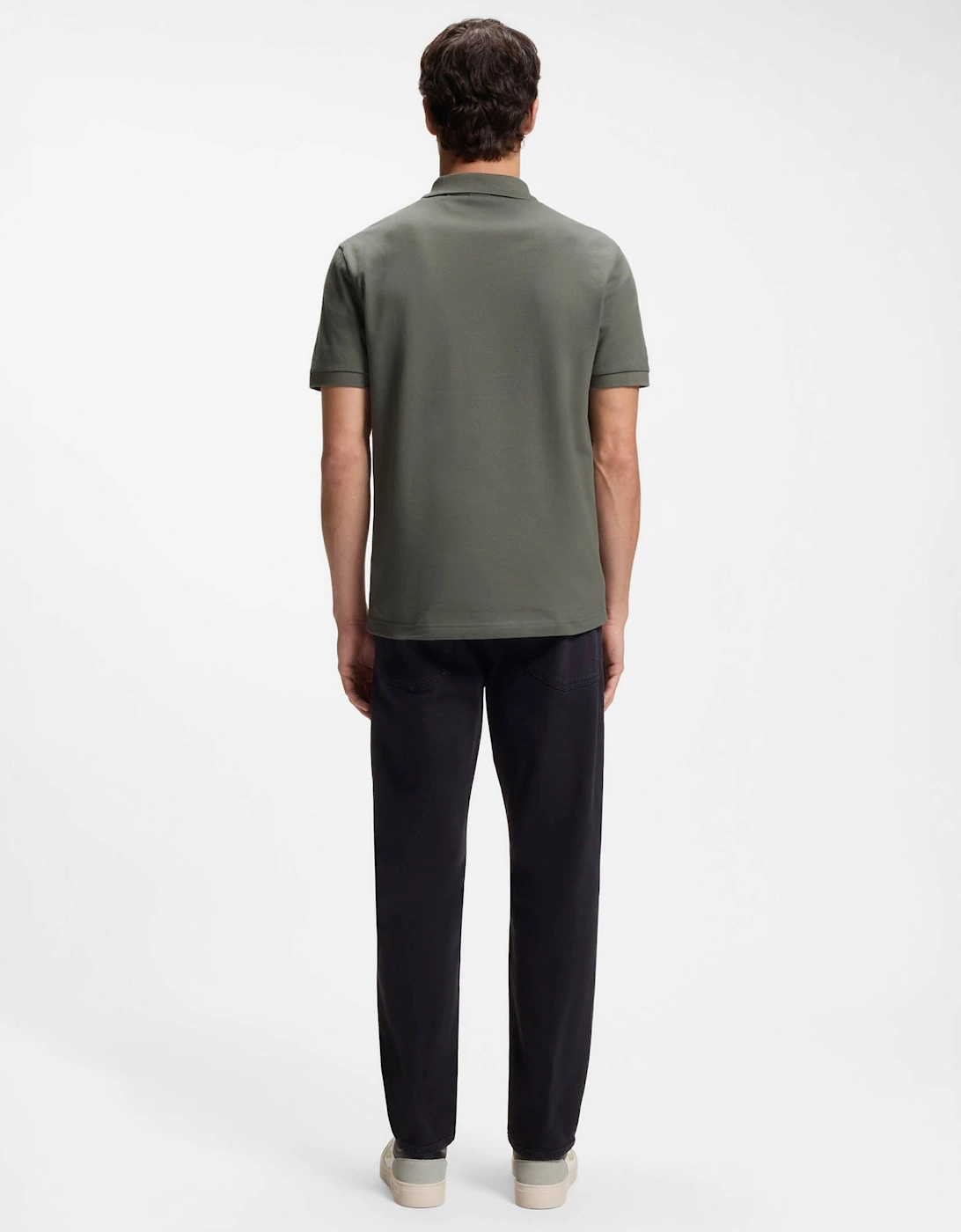 BOSS Orange Passerzip Mens Zip Placket Polo Shirt - Open Grey 076