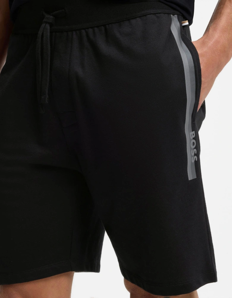 BOSS Orange Authentic Mens Loungewear Shorts with Stripe and Logo - Black 004