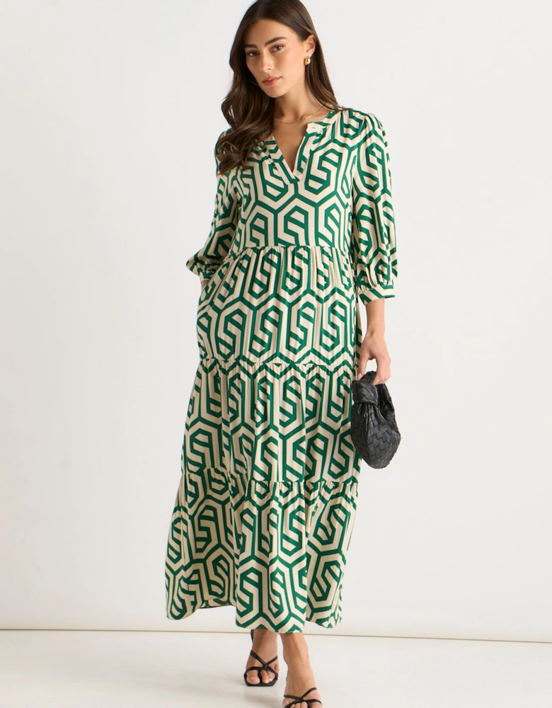 Green Long Sleeve Maxi Dress