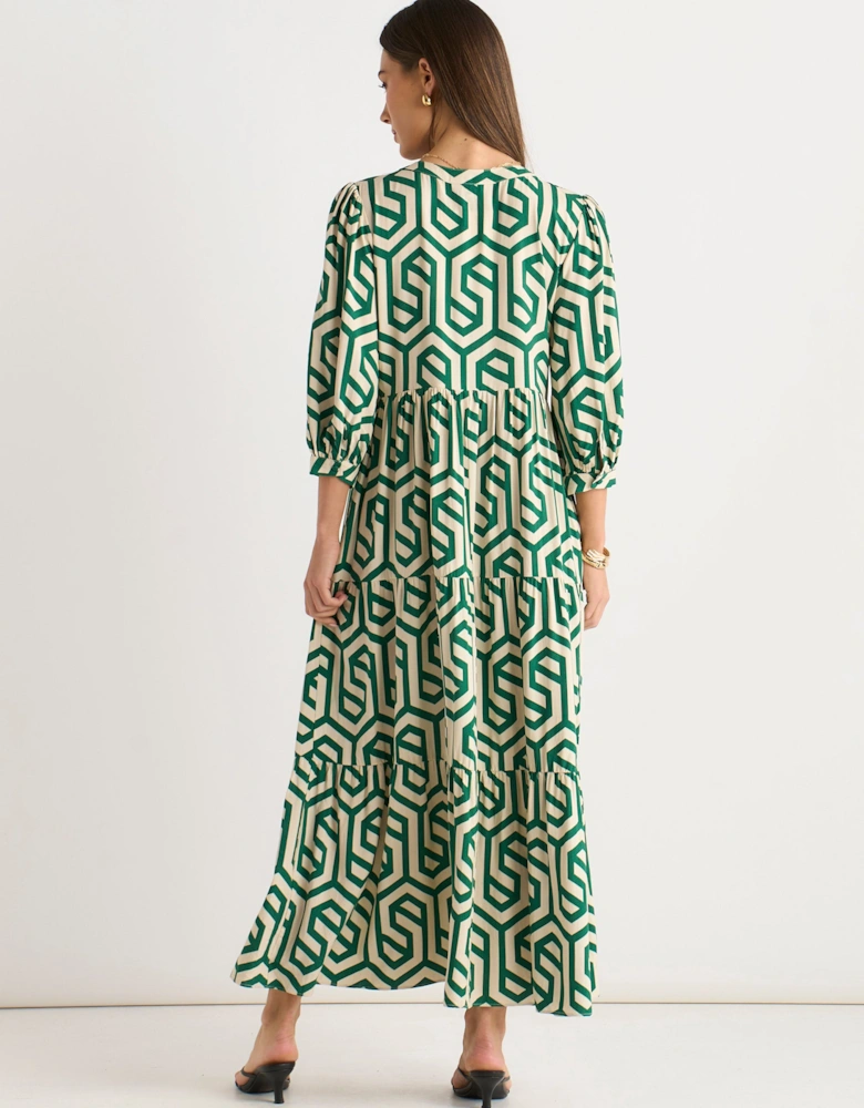 Green Long Sleeve Maxi Dress