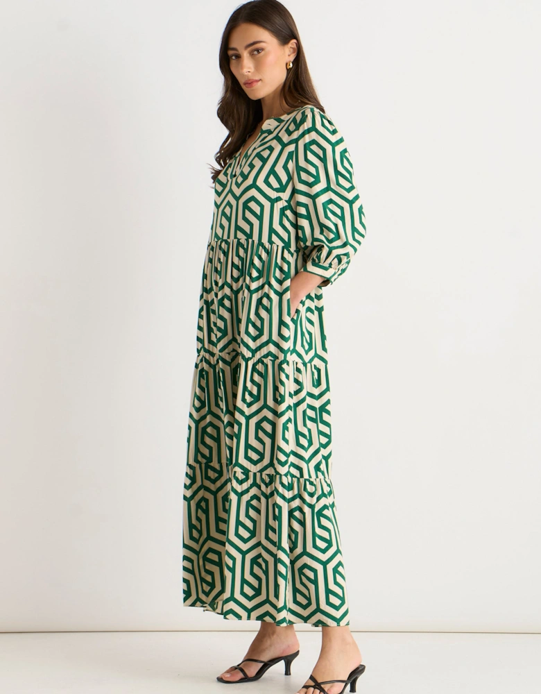 Green Long Sleeve Maxi Dress