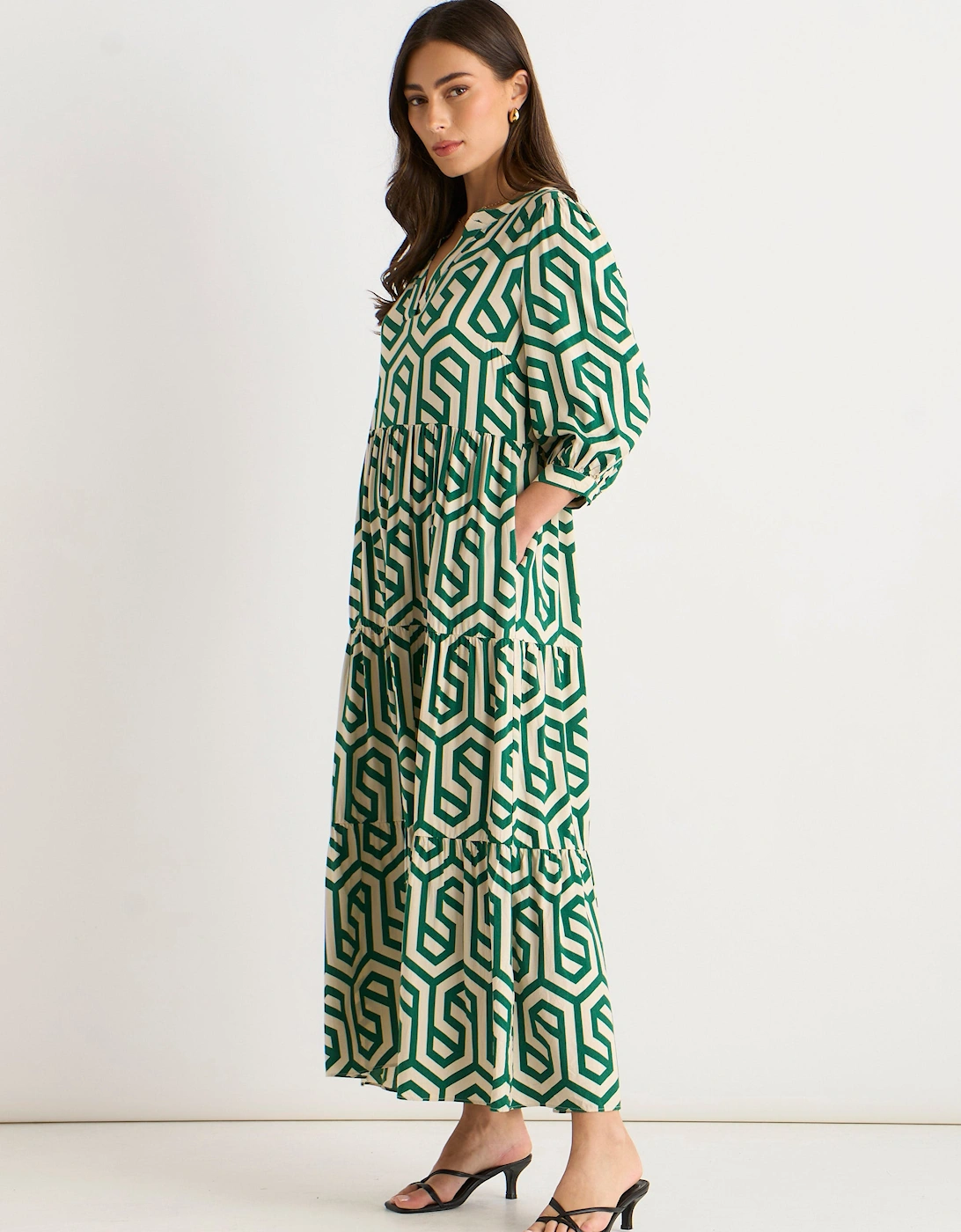 Green Long Sleeve Maxi Dress
