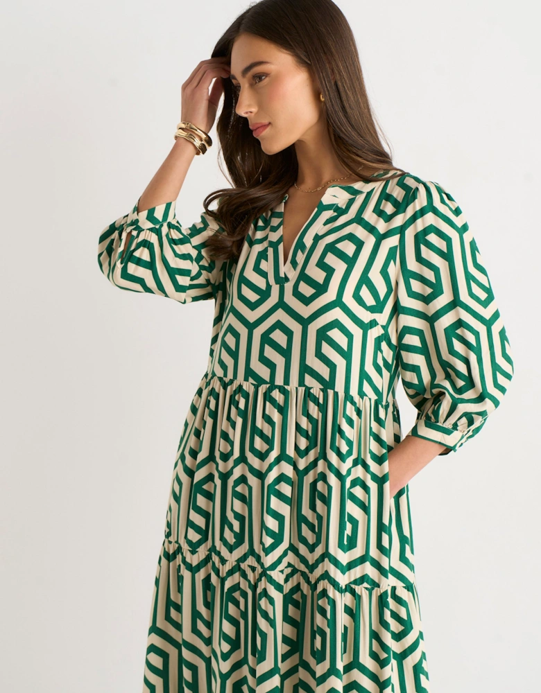 Green Long Sleeve Maxi Dress