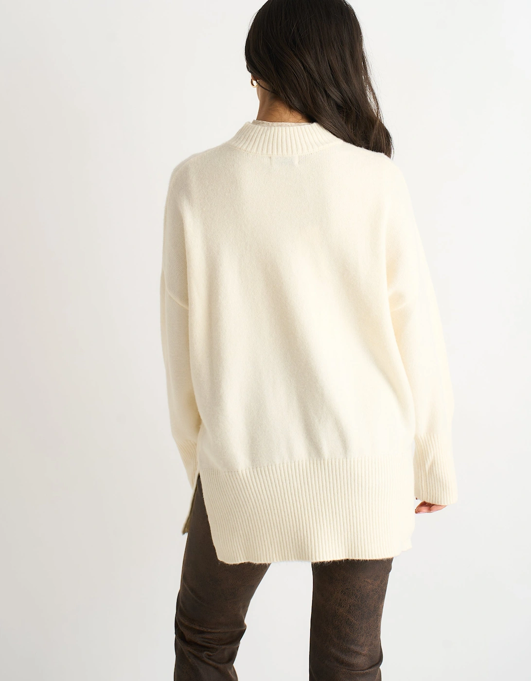 Off White Turtle Neck Oversized Knitted Jumper